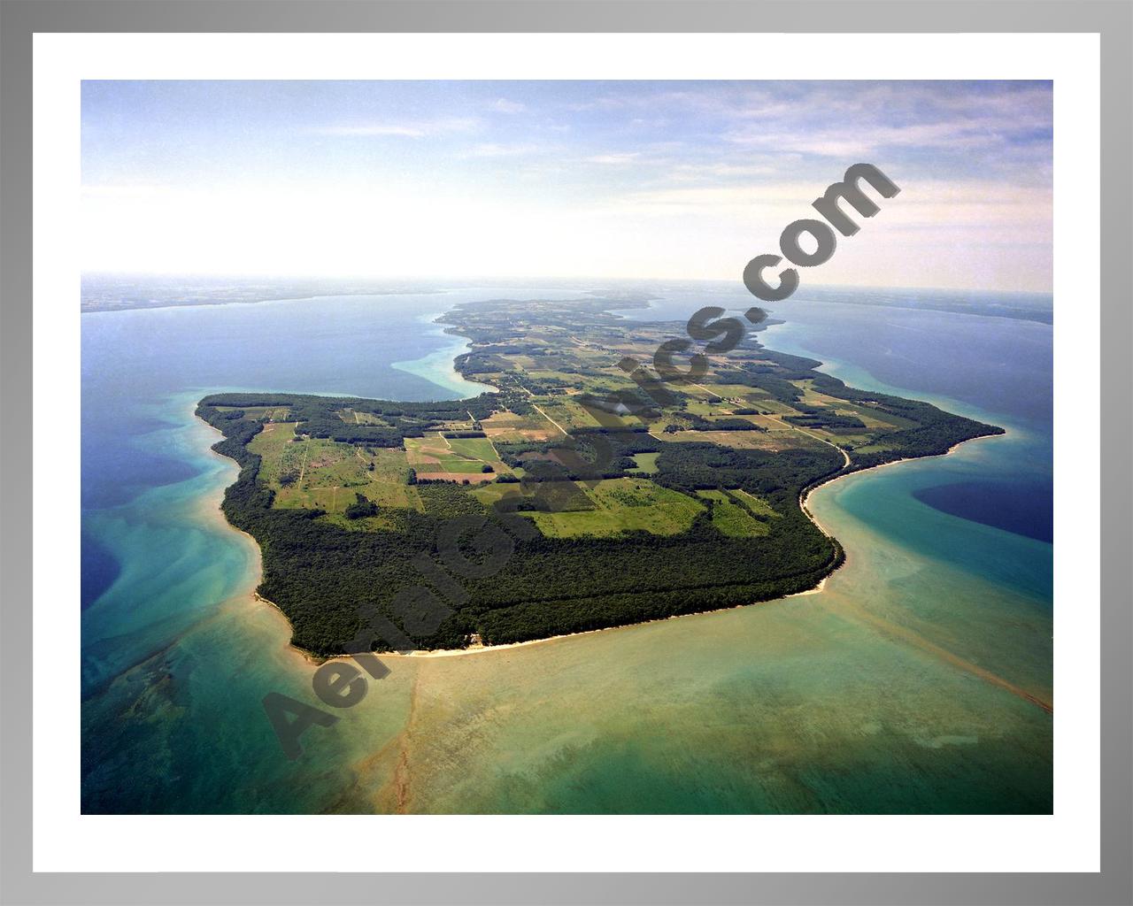 Aerial image of [5913] Old Mission Peninsula Point in Grand Traverse, Mi with Silver Metal frame