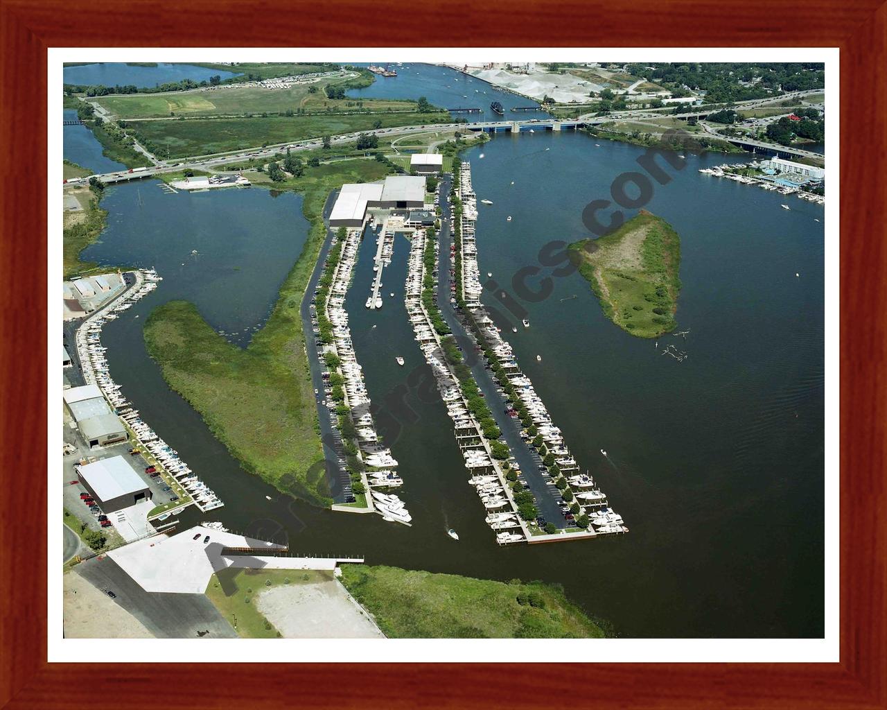 Aerial image of [5914] Grand Isle Marina in Ottawa, Mi with Cherry Wood frame