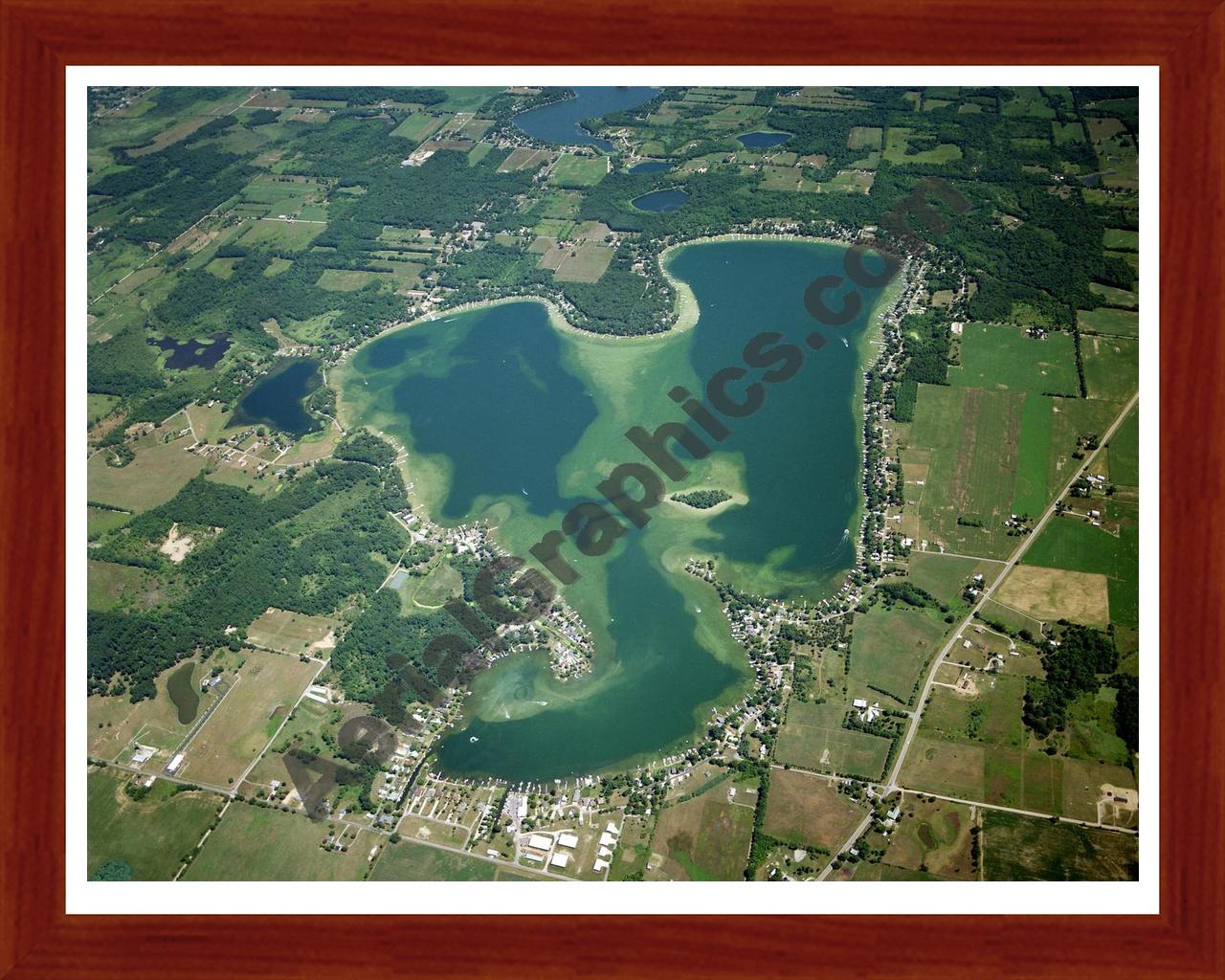 Aerial image of [5917] CLEAR LAKE in STEUBEN, IN with Cherry Wood frame