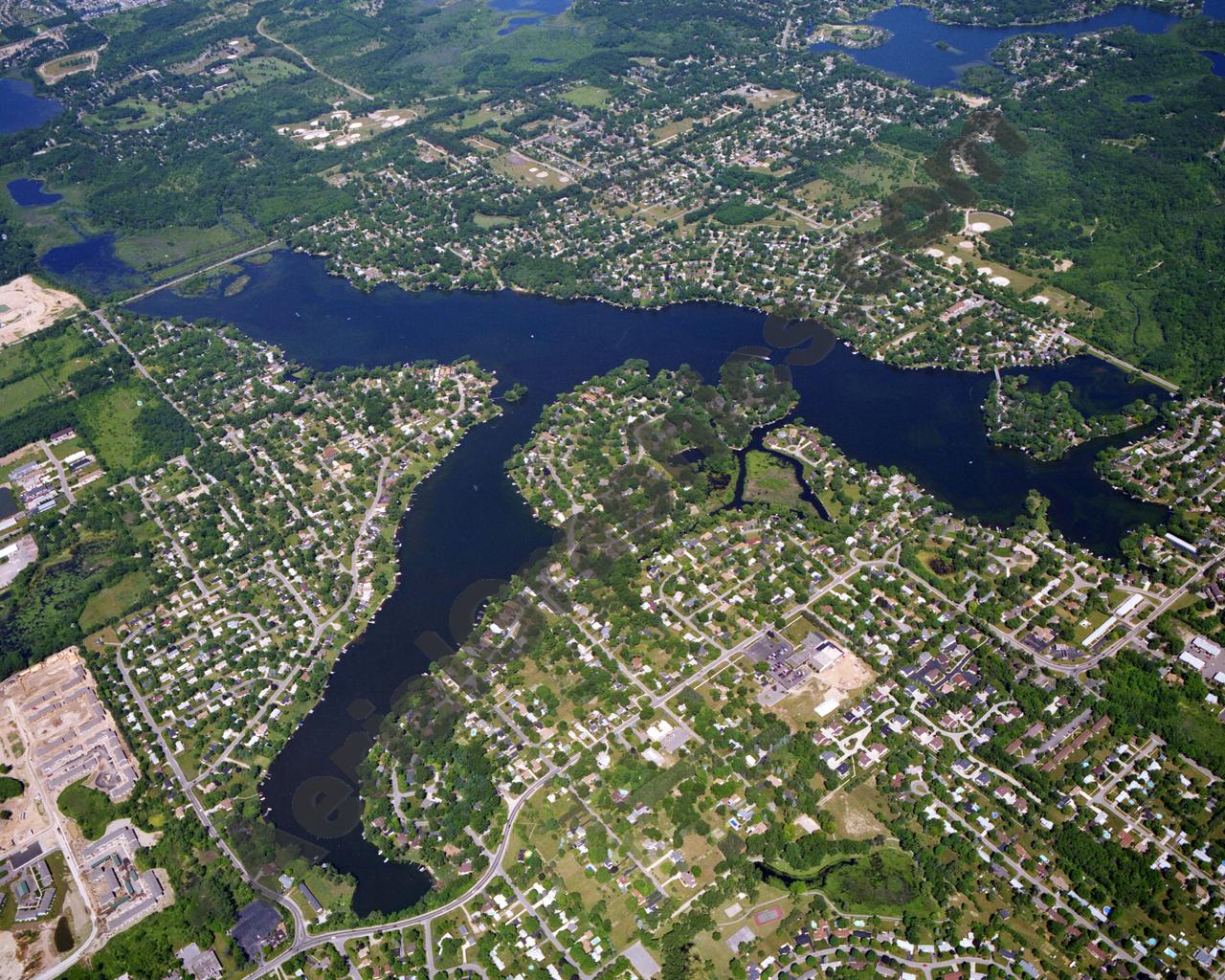 Aerial image of [5926] WOLVERINE LAKE in OAKLAND, MI with Canvas Wrap frame