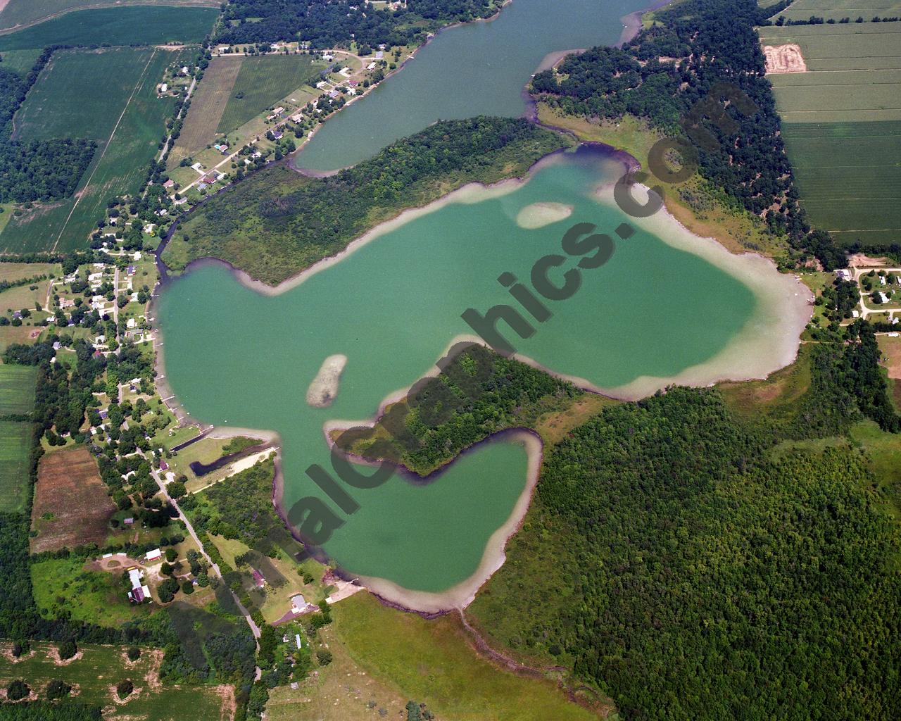 Aerial image of [595] Oliverda Lake in Branch, MI with Canvas Wrap frame