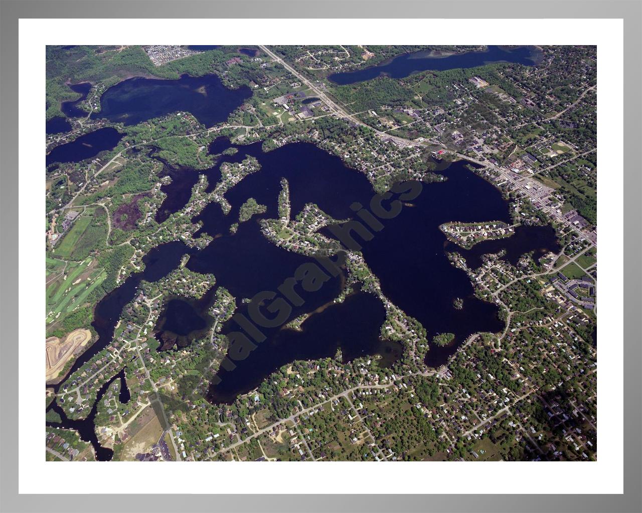 Aerial image of [599] Lake Orion in Oakland, MI with Silver Metal frame