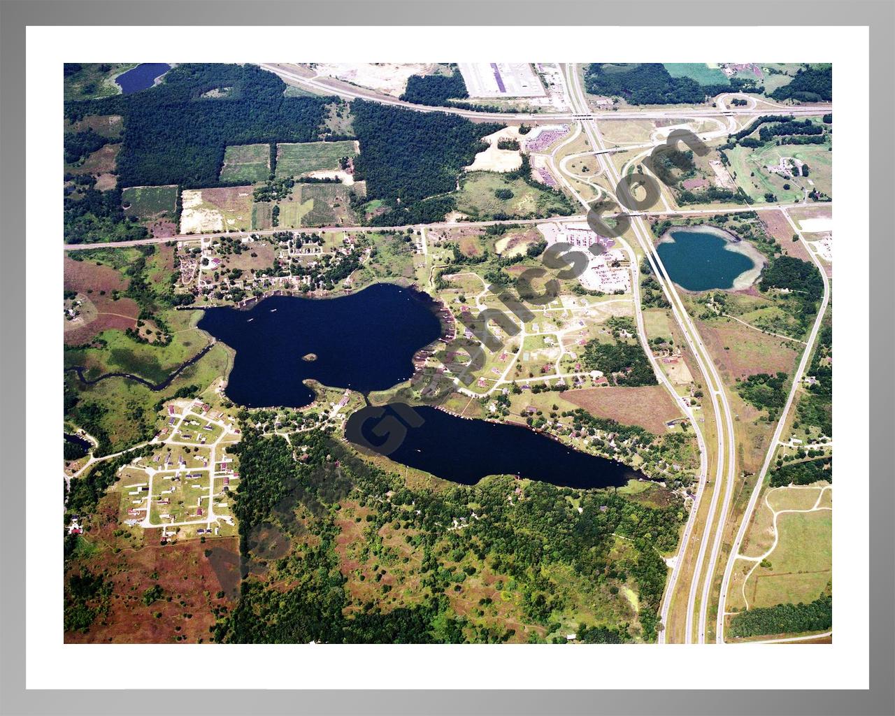 Aerial image of [604] Big & Little Otter Lakes with Silver Metal frame