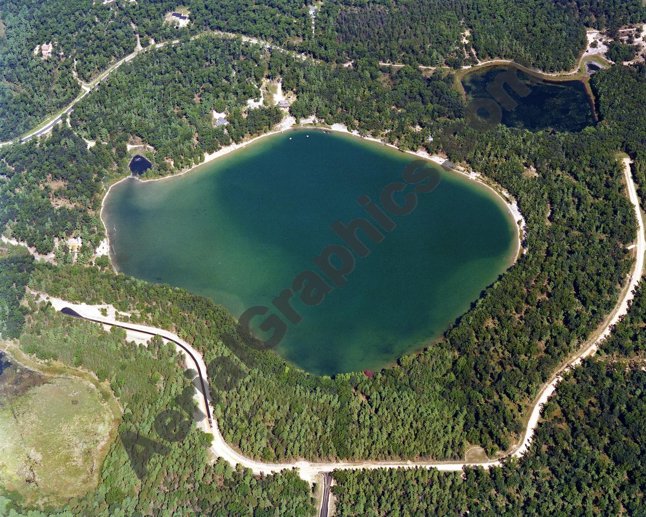 Aerial image of [605] Owasippe Lake in Muskegon, MI with Canvas Wrap frame