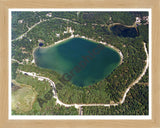 Aerial image of [605] Owasippe Lake in Muskegon, MI with Natural Wood frame