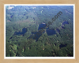 Aerial image of [607] Oxbow, Reed, Orchard, & Rainbow Lakes in Lake, MI with Natural Wood frame