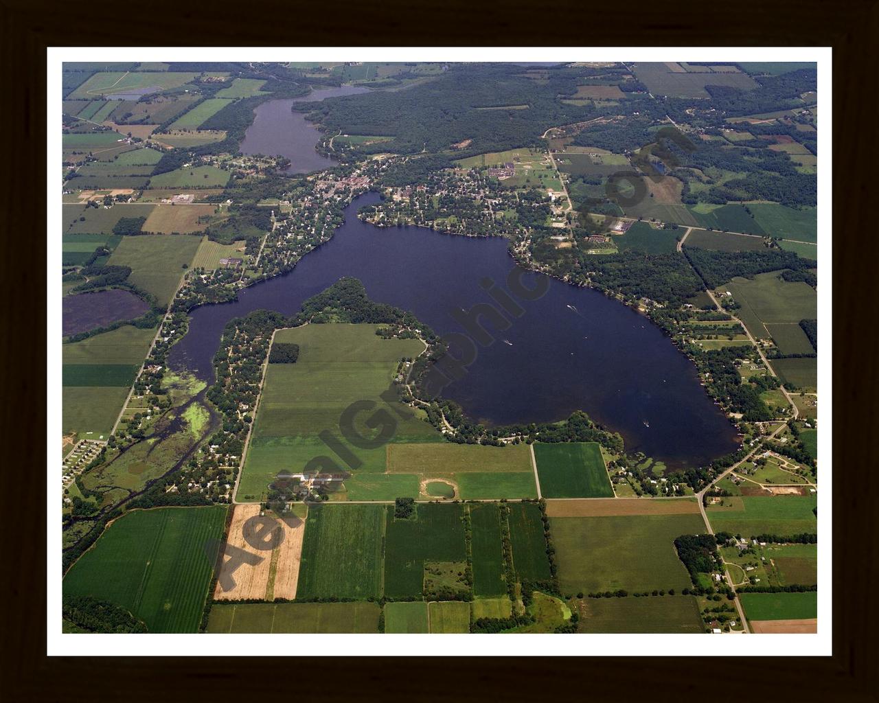 Aerial image of [610] Palmer Lake in St Joseph, MI with Black Wood frame