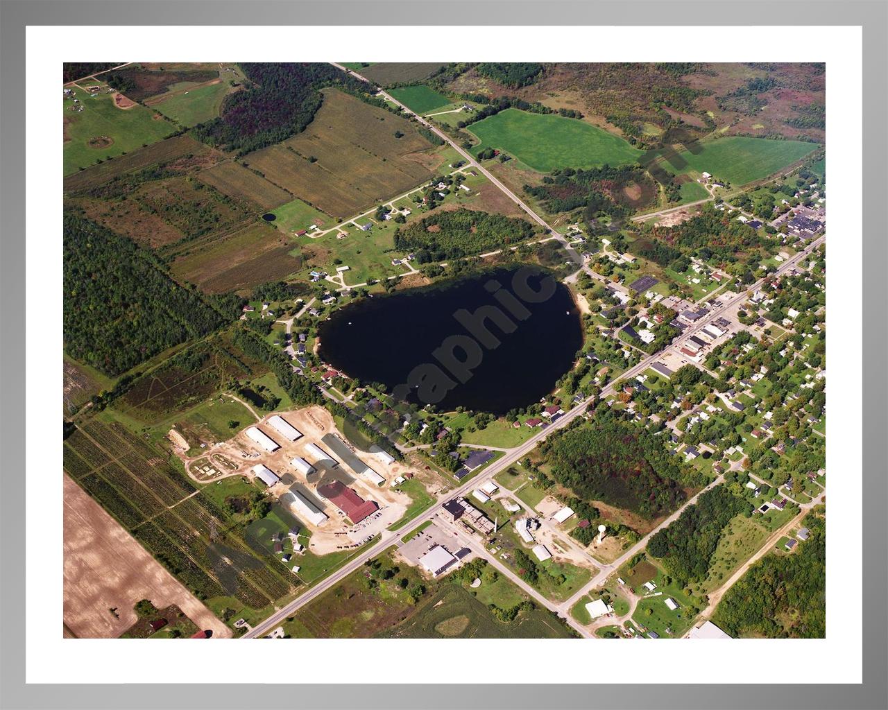 Aerial image of [619] Pearl Lake in Montcalm, MI with Silver Metal frame