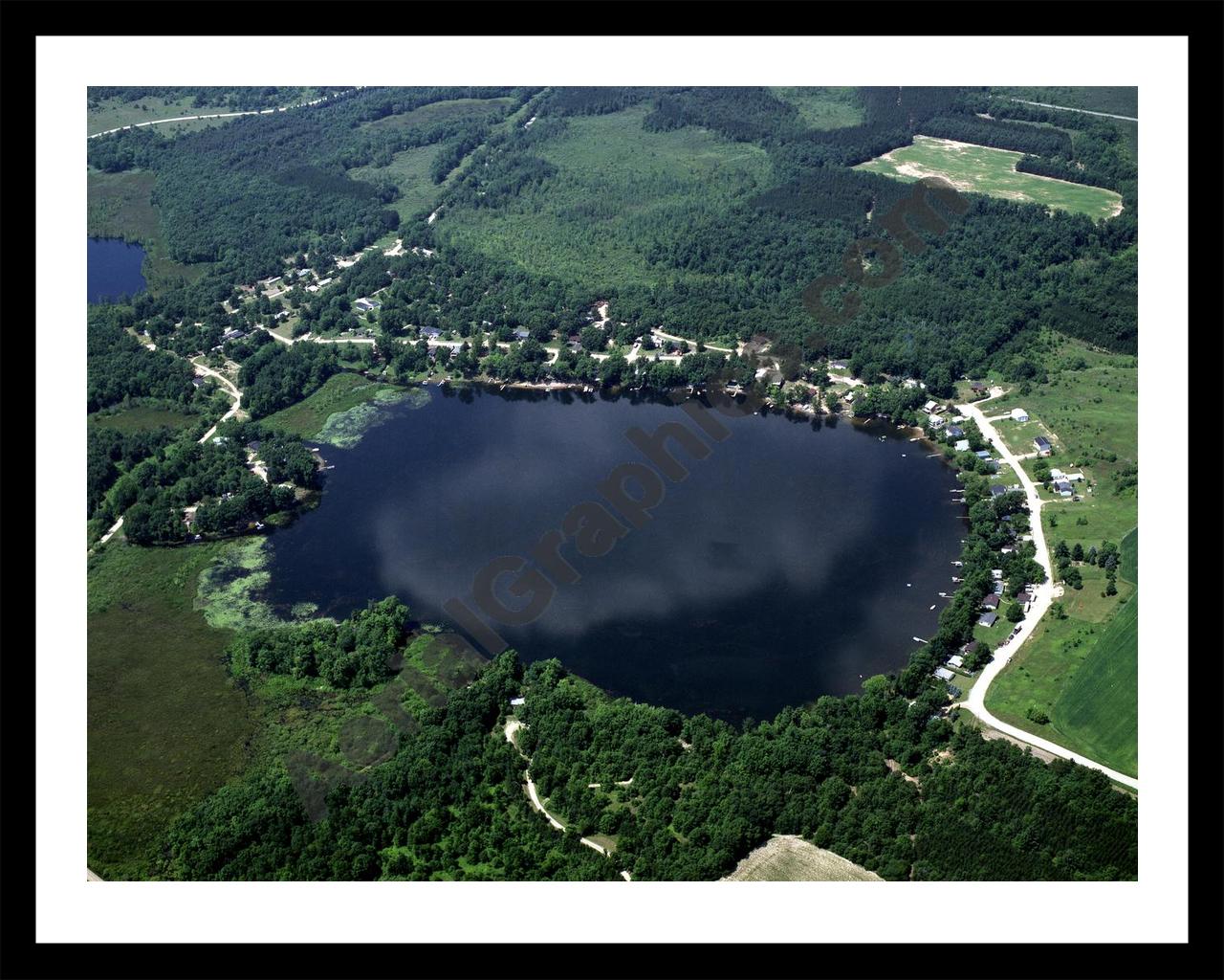 Aerial image of [623] Perch Lake in Montcalm, MI with Black Metal frame