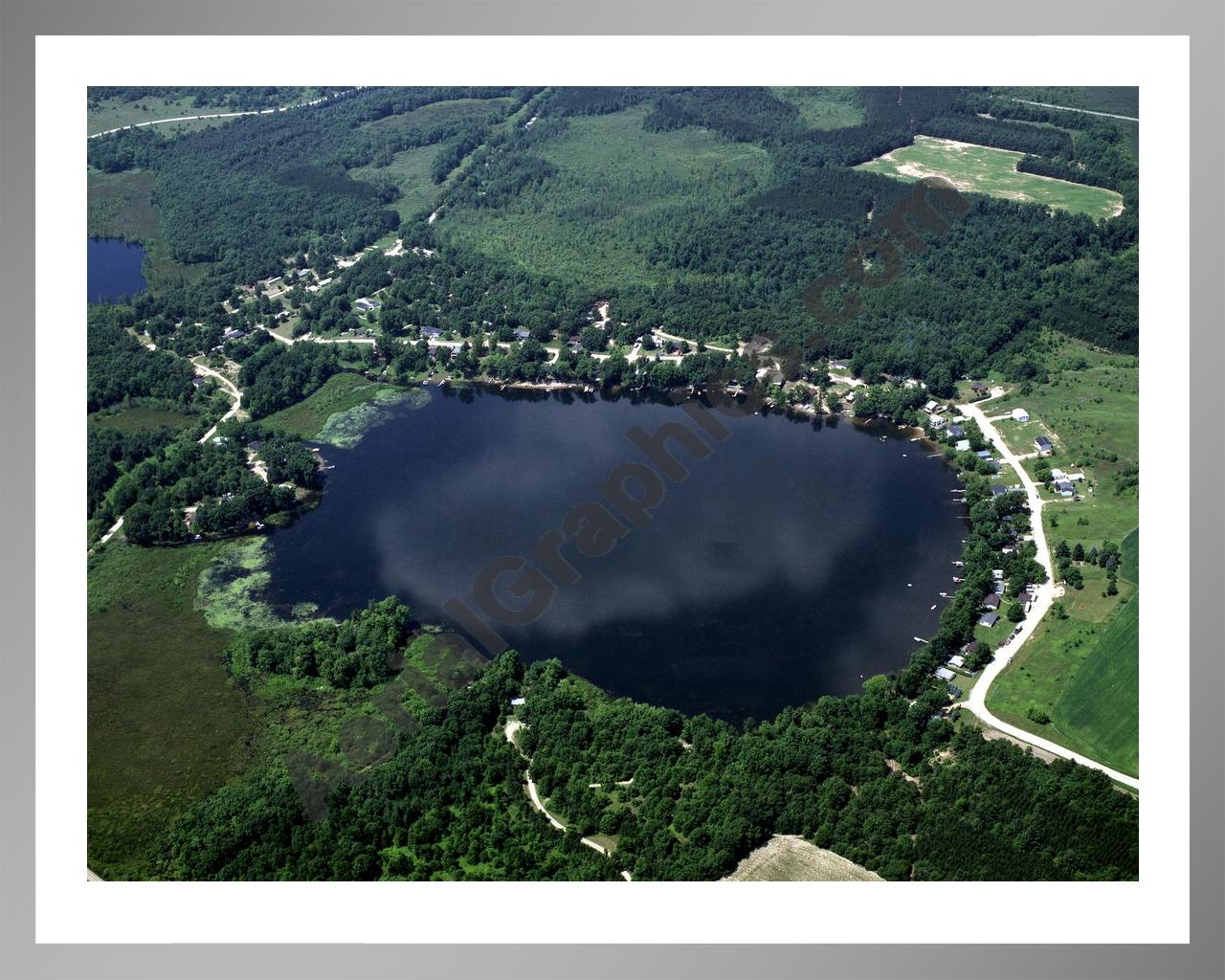 Aerial image of [623] Perch Lake in Montcalm, MI with Silver Metal frame