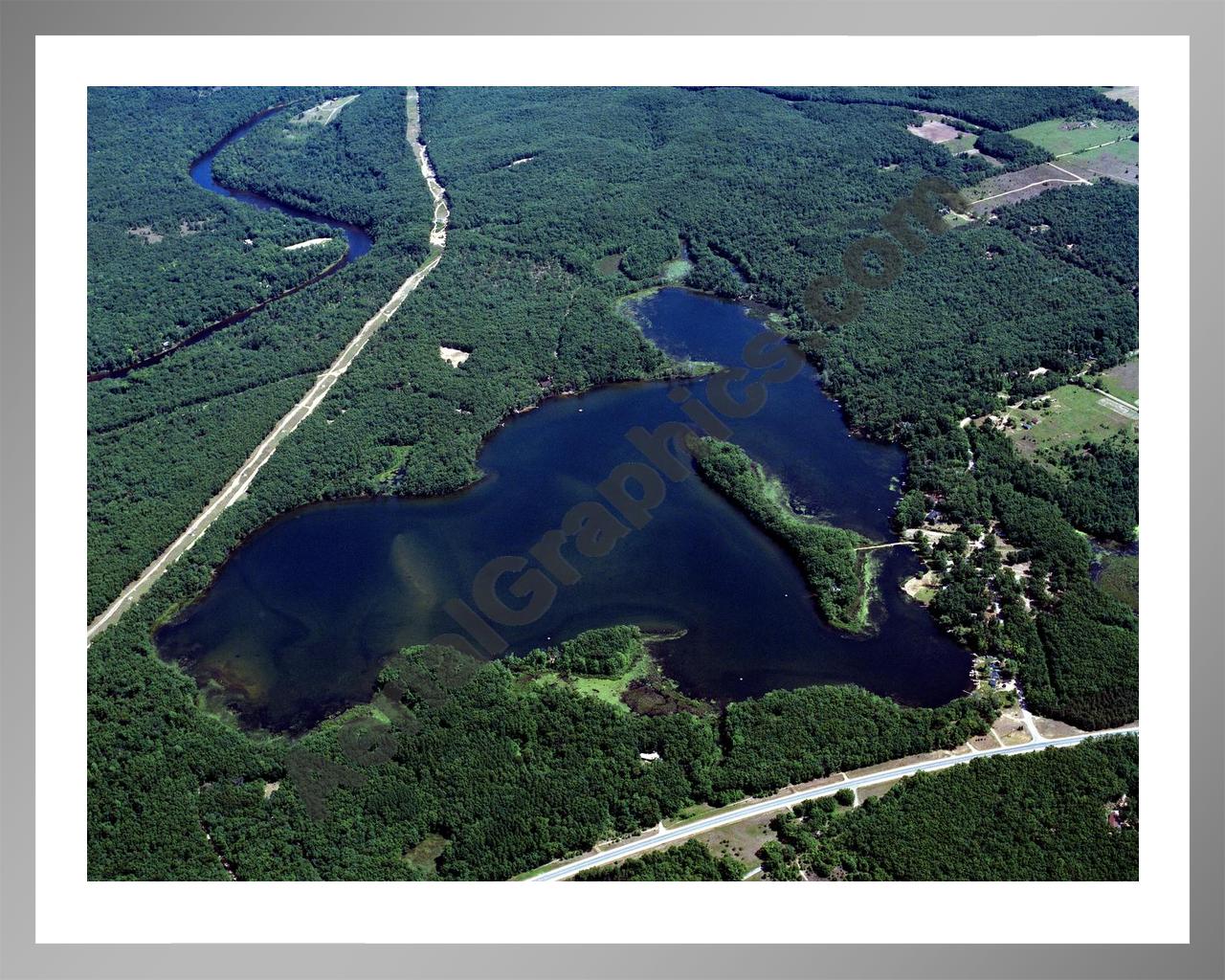 Aerial image of [624] Pettit Lake in Newaygo, MI with Silver Metal frame