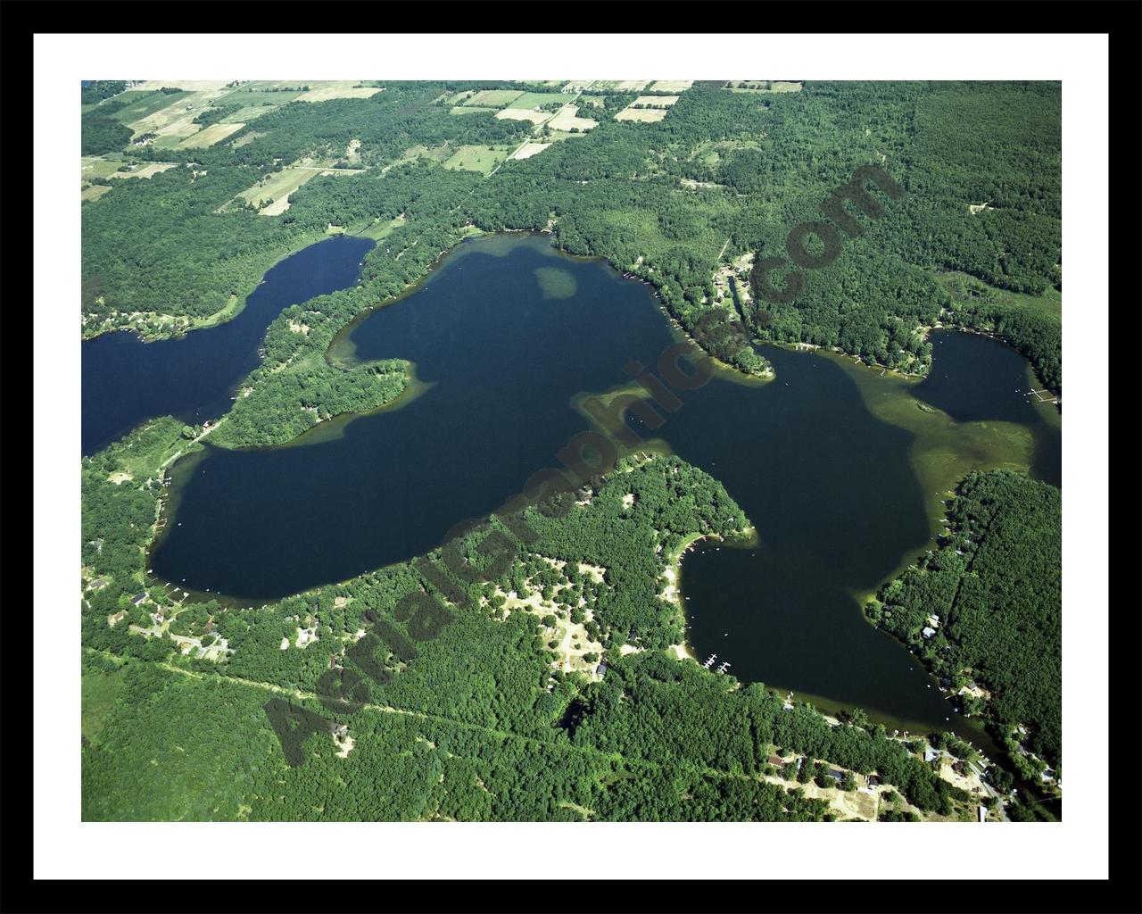 Aerial image of [629] Pickerel Lake in Newaygo, MI with Black Metal frame