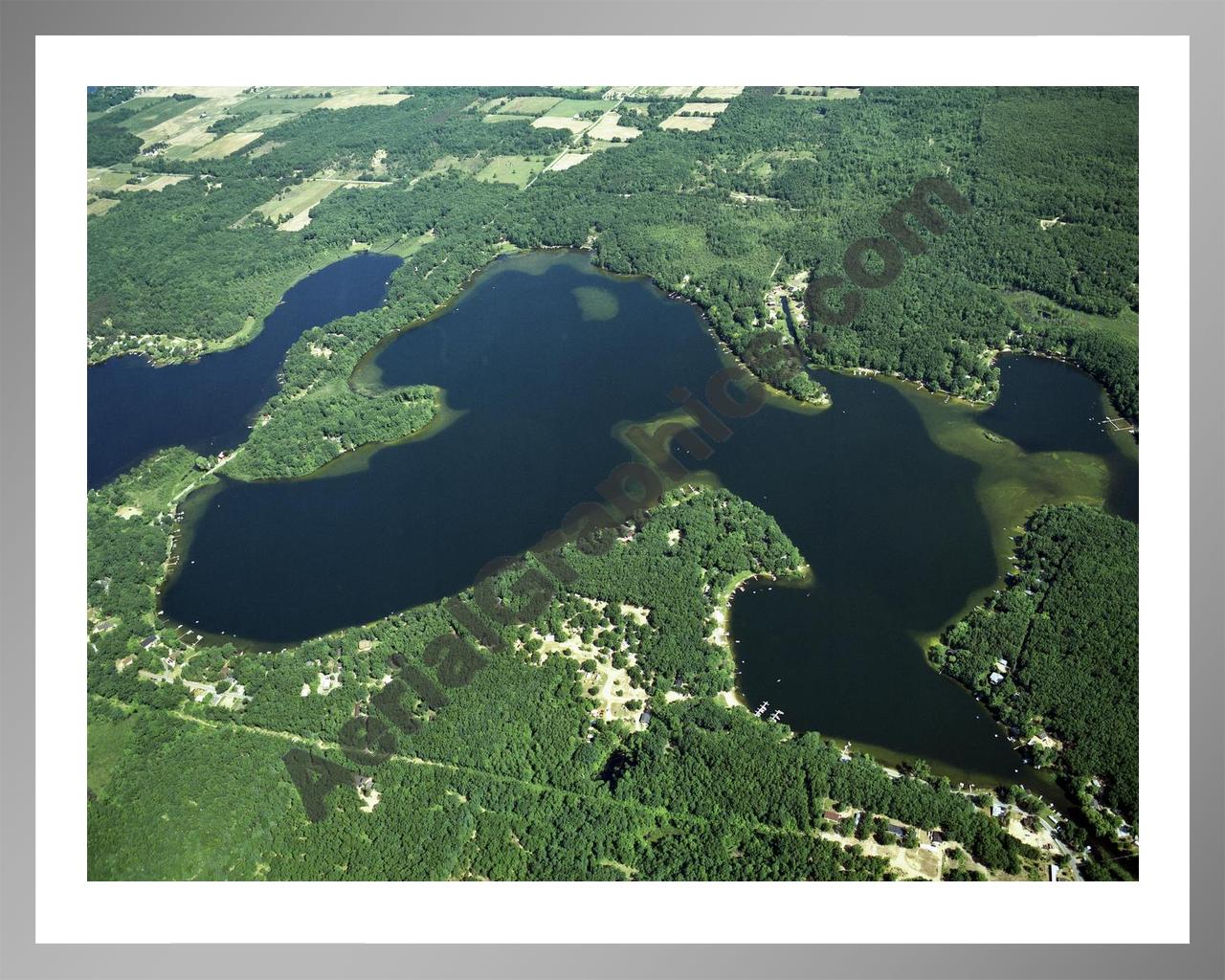 Aerial image of [629] Pickerel Lake in Newaygo, MI with Silver Metal frame