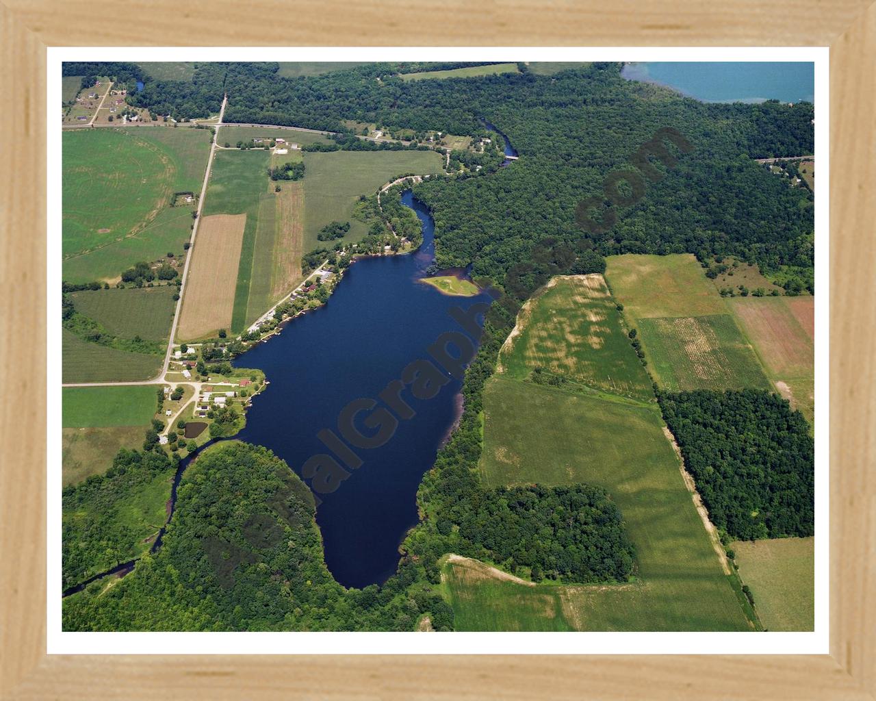 Aerial image of [631] Pigeon Lake with Natural Wood frame