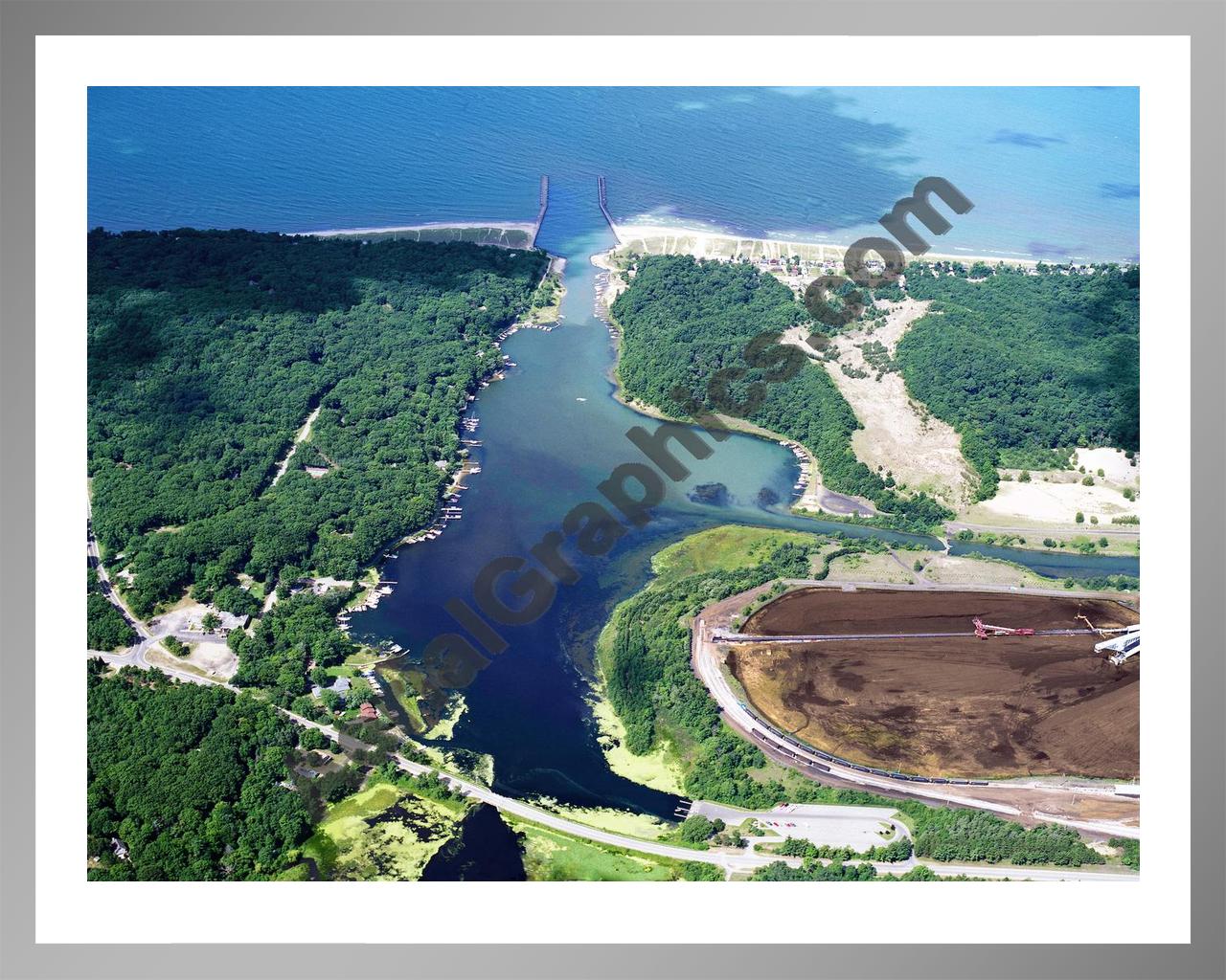 Aerial image of [632] Pigeon Lake in Ottawa, MI with Silver Metal frame