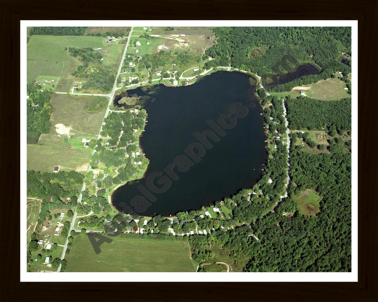 Aerial image of [637] Pine Lake in Kent, MI with Black Wood frame