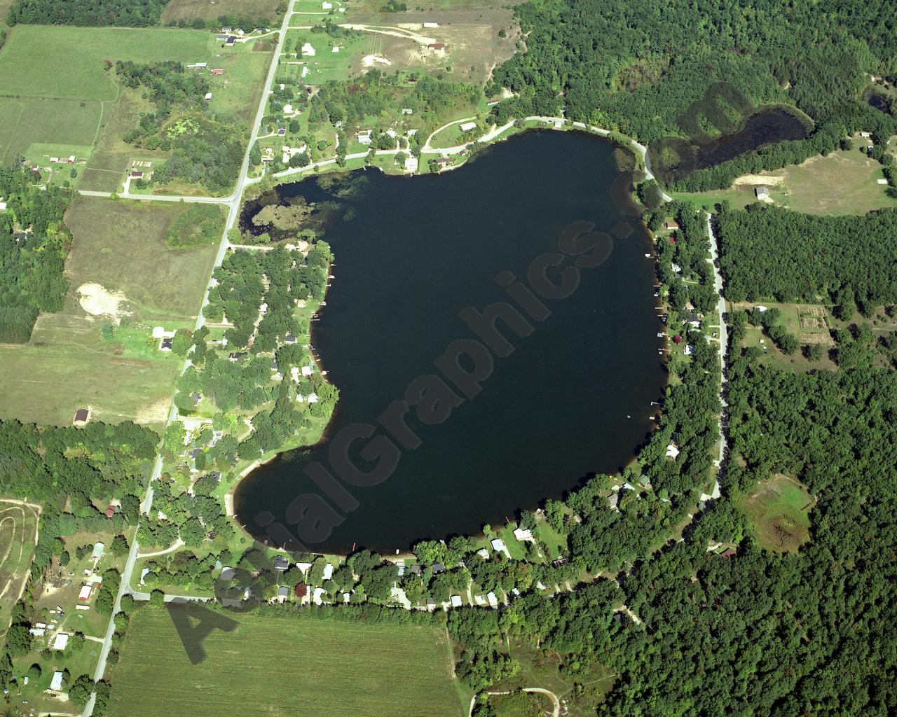 Aerial image of [637] Pine Lake in Kent, MI with Canvas Wrap frame