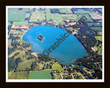 Aerial image of [644] Pleasant lake in Jackson, MI with Black Wood frame