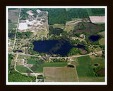 Aerial image of [664] Rock Lake in Montcalm, MI with Black Wood frame