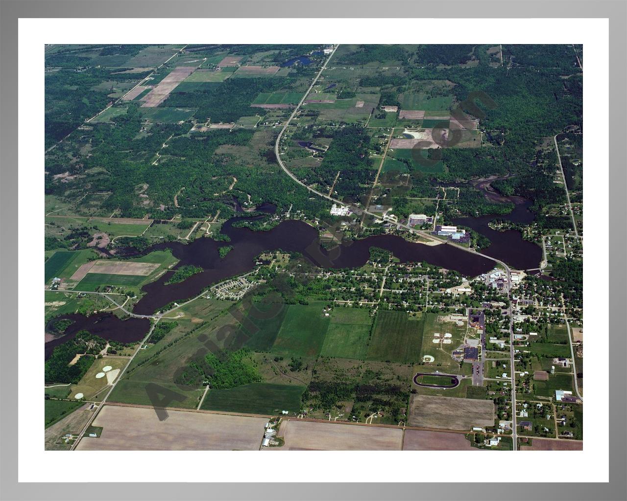 Aerial image of [667] Ross Lake in Gladwin, MI with Silver Metal frame