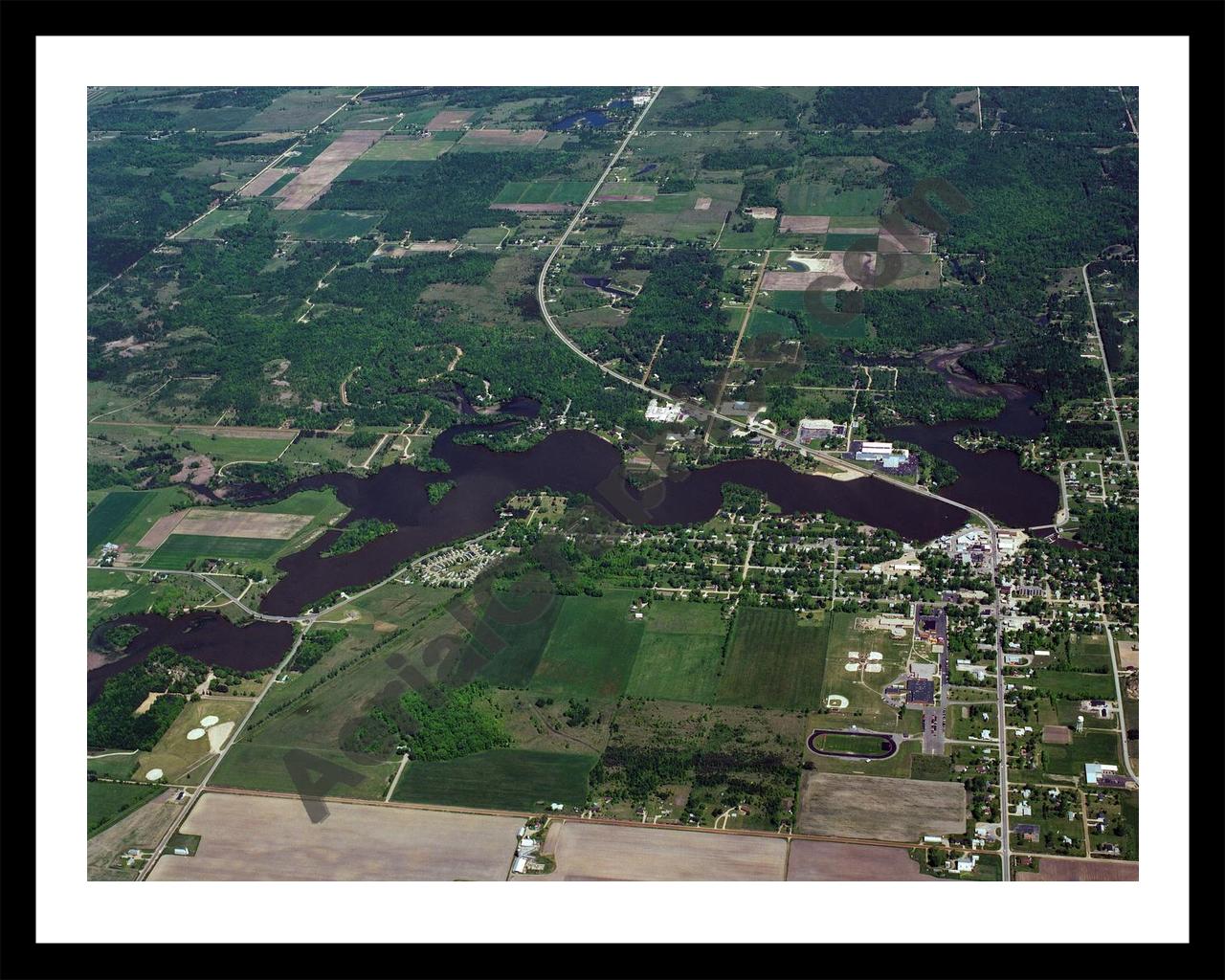 Aerial image of [667] Ross Lake in Gladwin, MI with Black Metal frame