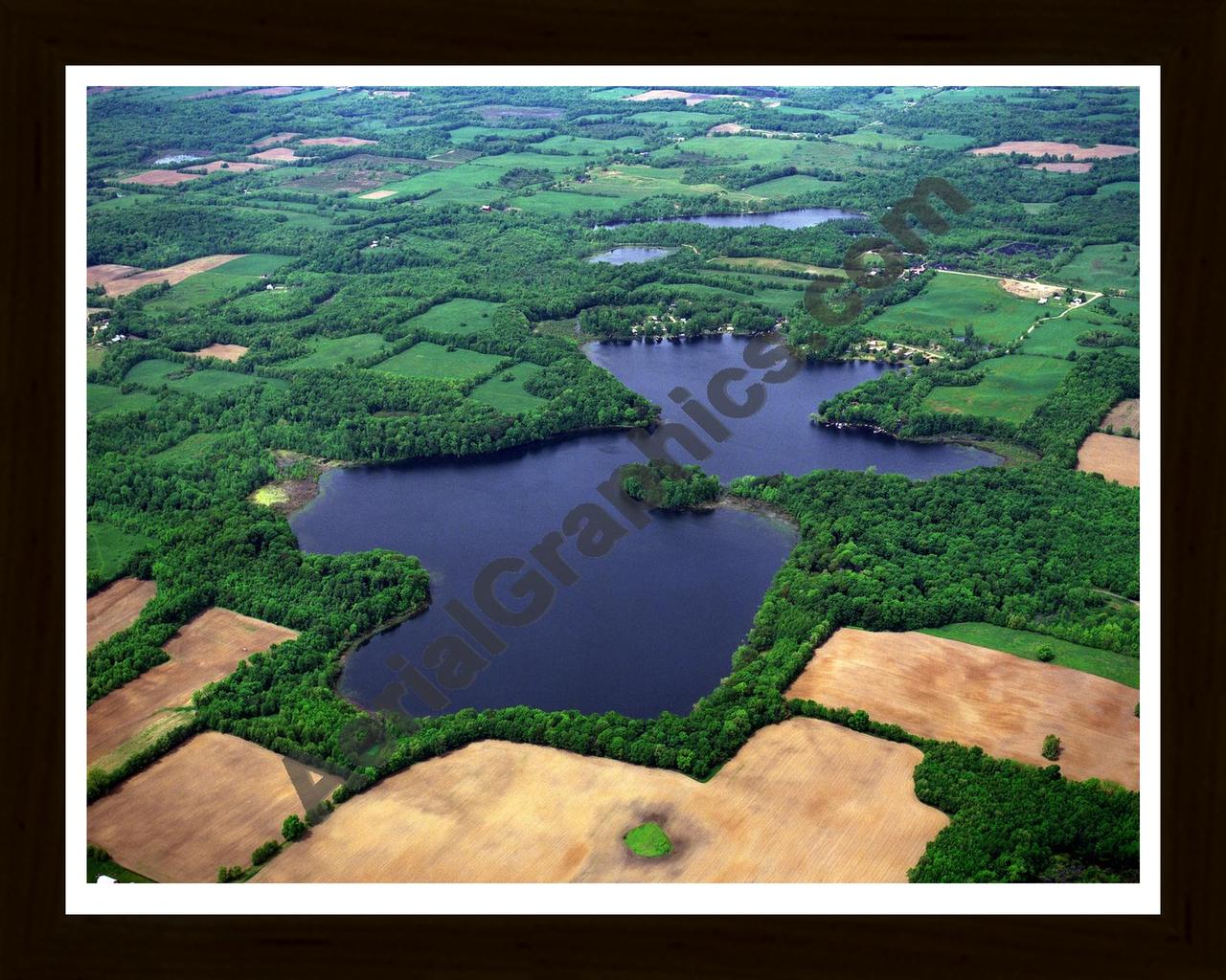 Aerial image of [71] Big Lake in Allegan, MI with Black Wood frame