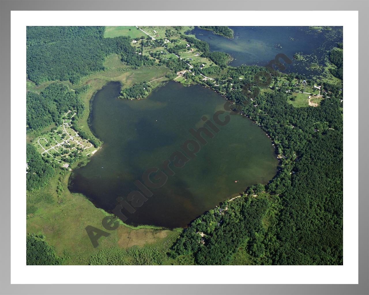 Aerial image of [768] Sugarloaf Lake in Washtenaw, MI with Silver Metal frame