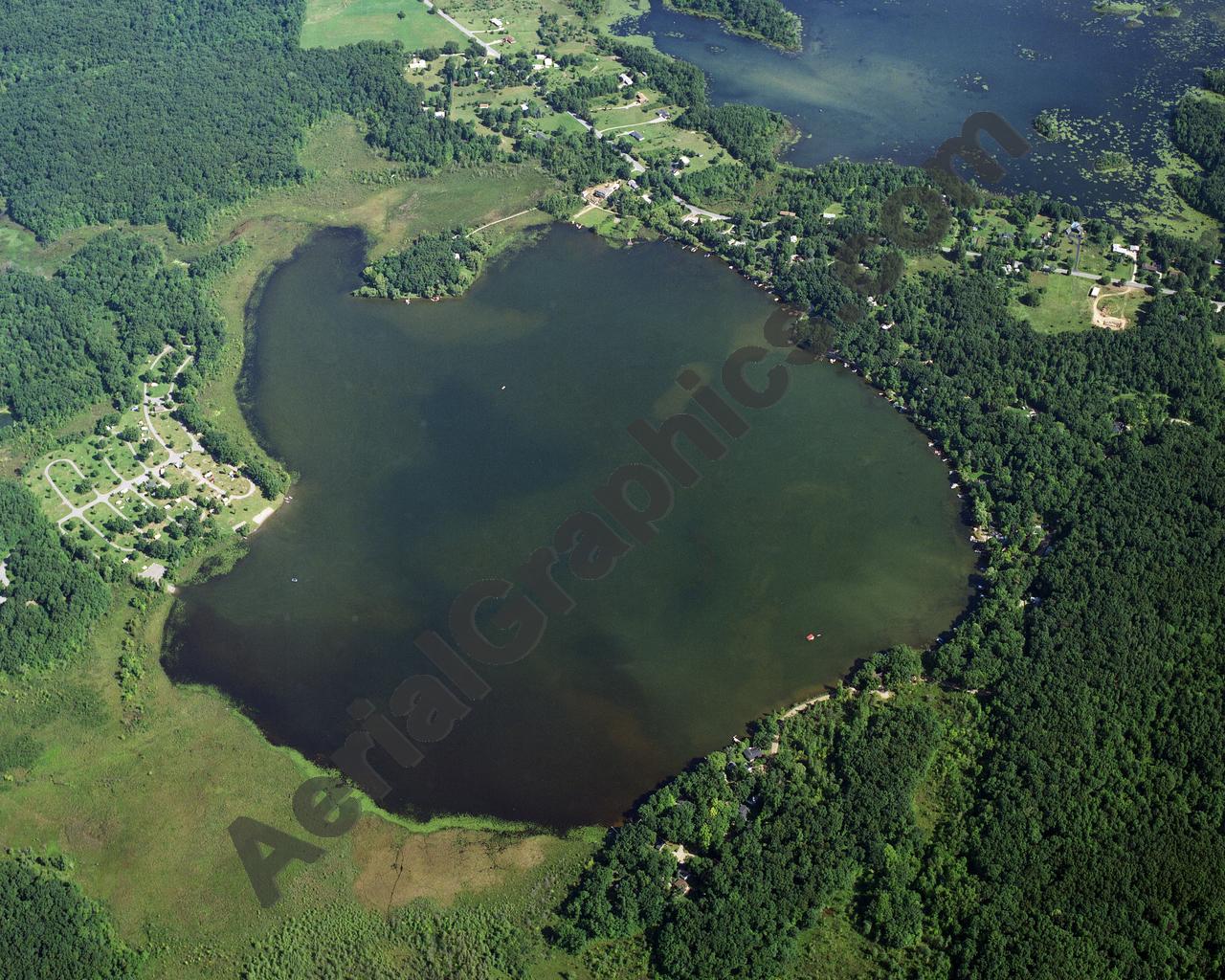 Aerial image of [768] Sugarloaf Lake in Washtenaw, MI with Canvas Wrap frame