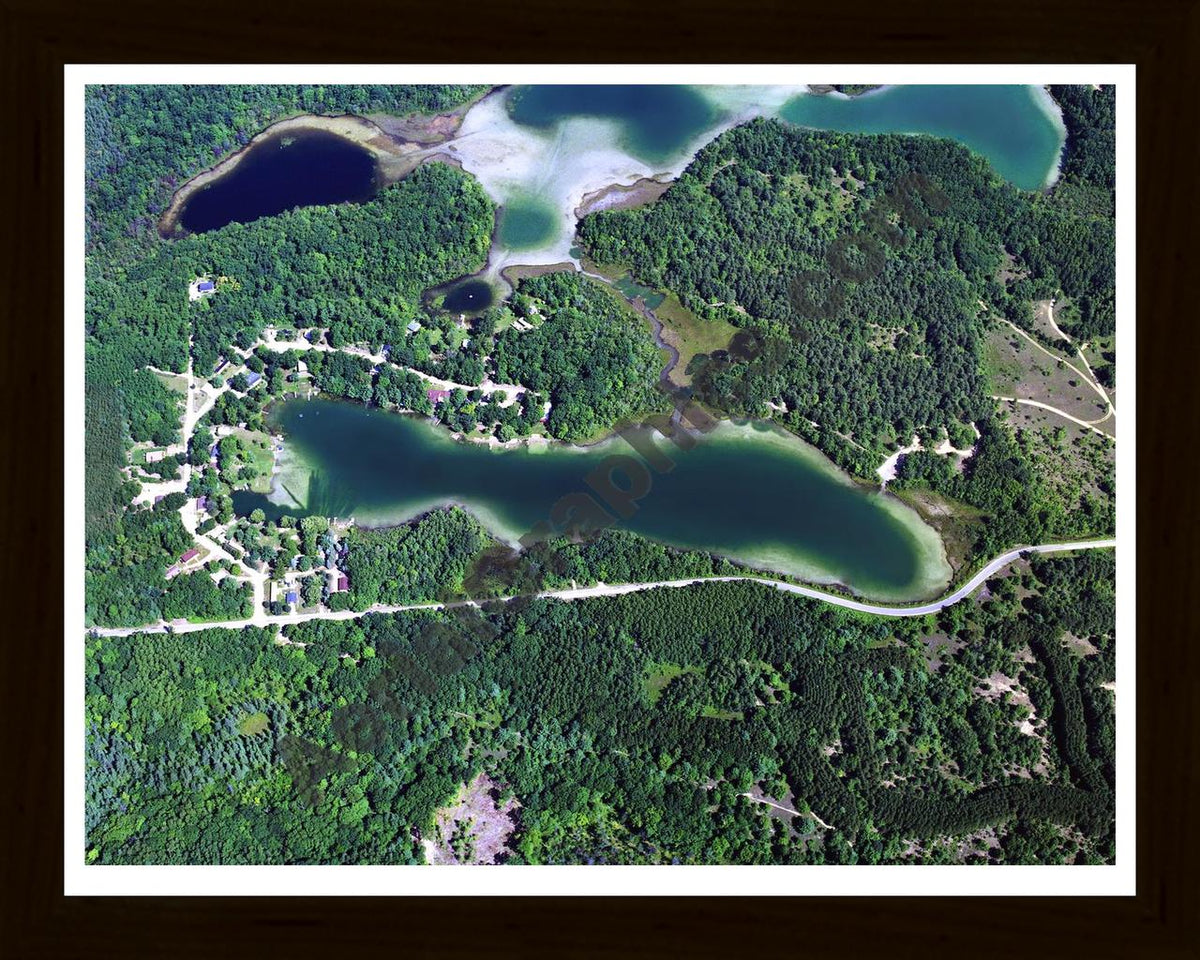 Aerial image of [777] Tacoma Lake in Montcalm, MI with Black Wood frame