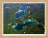 Aerial image of [793] Thumb Lake in Charlevoix, MI with Natural Wood frame