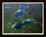 Aerial image of [793] Thumb Lake in Charlevoix, MI with Black Wood frame