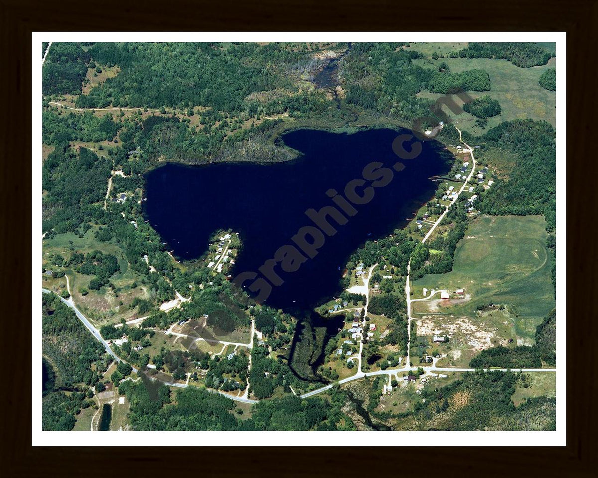 Aerial image of [797] Todd Lake in Osceola, MI with Black Wood frame