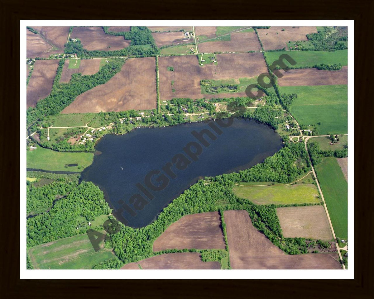 Aerial image of [807] Tupper Lake in Ionia, MI with Black Wood frame