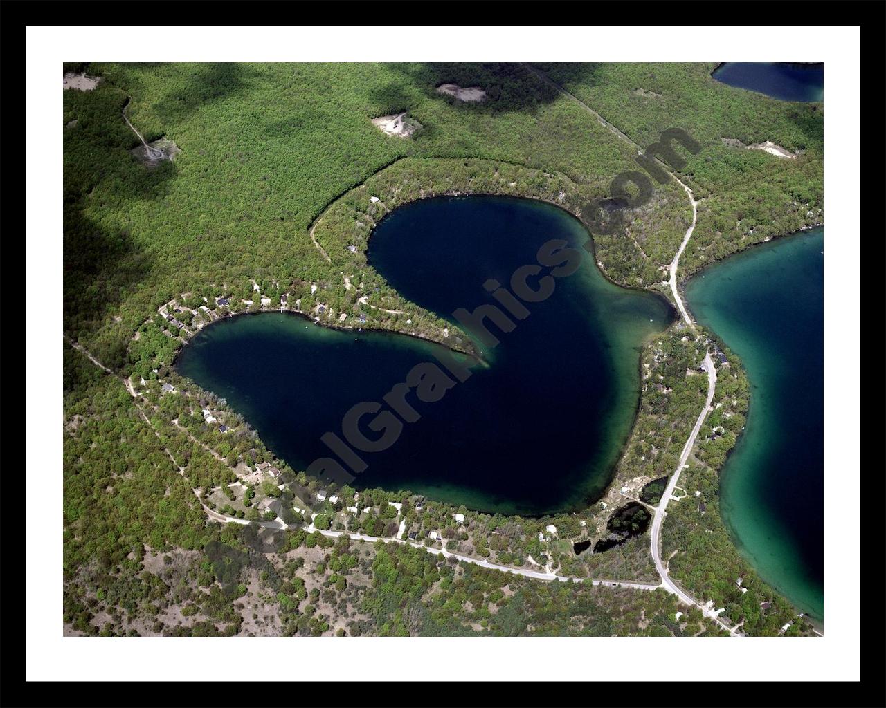 Aerial image of [814] Little Twin Lake in Kalkaska, MI with Black Metal frame