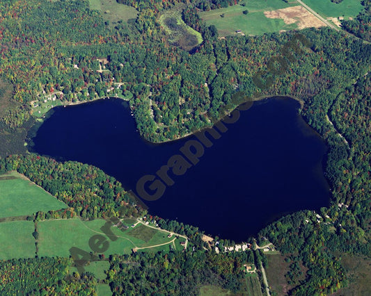 Aerial image of [832] Vaughn Lake in Alcona, MI with No frame