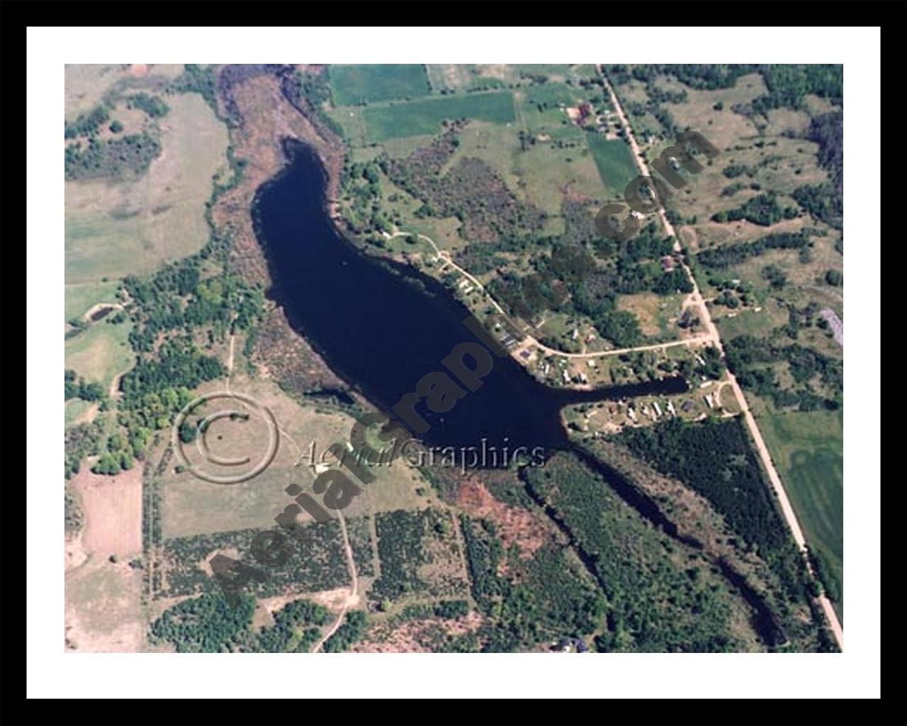 Aerial image of [885] Woods Lake in Osceola, MI with Black Metal frame