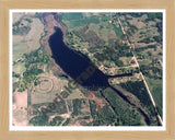 Aerial image of [885] Woods Lake in Osceola, MI with Natural Wood frame