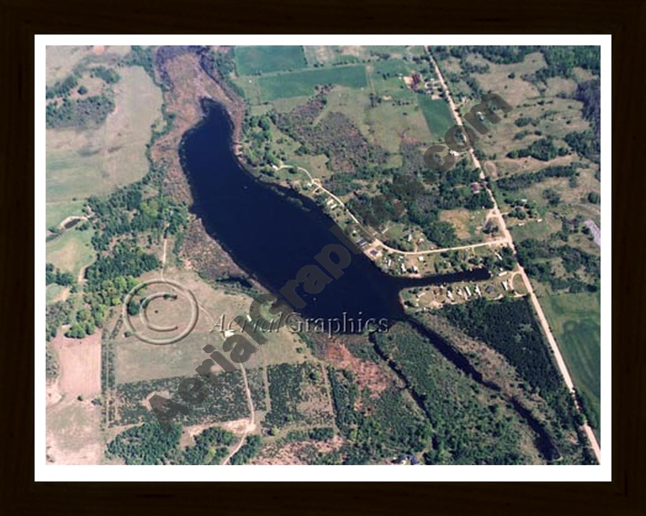 Aerial image of [885] Woods Lake in Osceola, MI with Black Wood frame