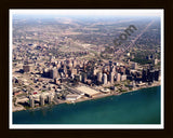 Aerial image of [916] Detroit, Michigan with Black Wood frame