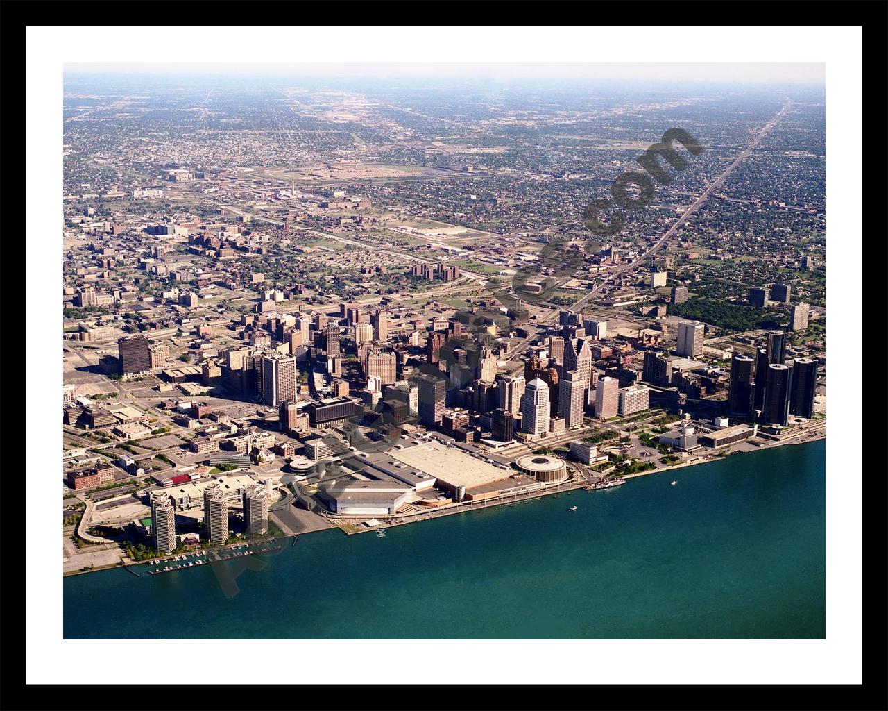 Aerial image of [916] Detroit, Michigan with Black Metal frame