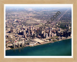 Aerial image of [916] Detroit, Michigan with Natural Wood frame