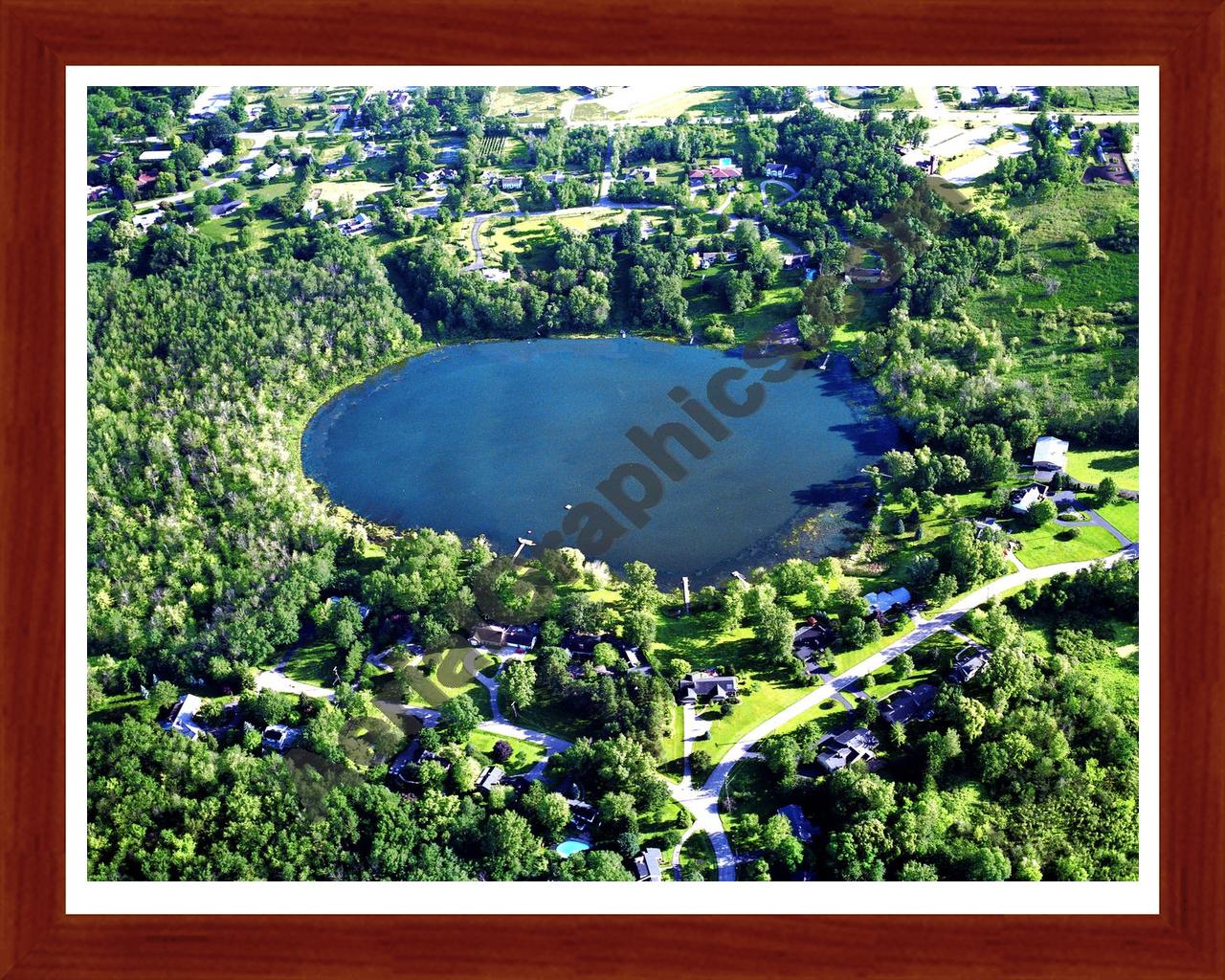 Aerial image of [922] Middleboro Lake with Cherry Wood frame