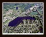 Aerial image of [927] Porter Lake in Kent, MI with Black Wood frame