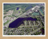 Aerial image of [927] Porter Lake in Kent, MI with Natural Wood frame