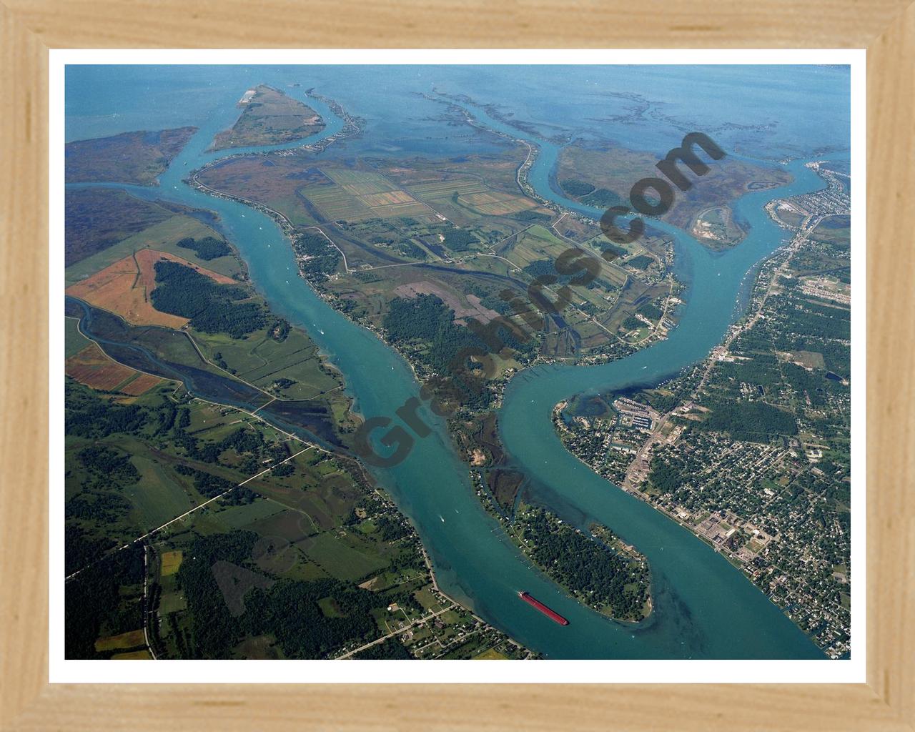 Aerial image of [968] Harsen's Island (S) with Natural Wood frame