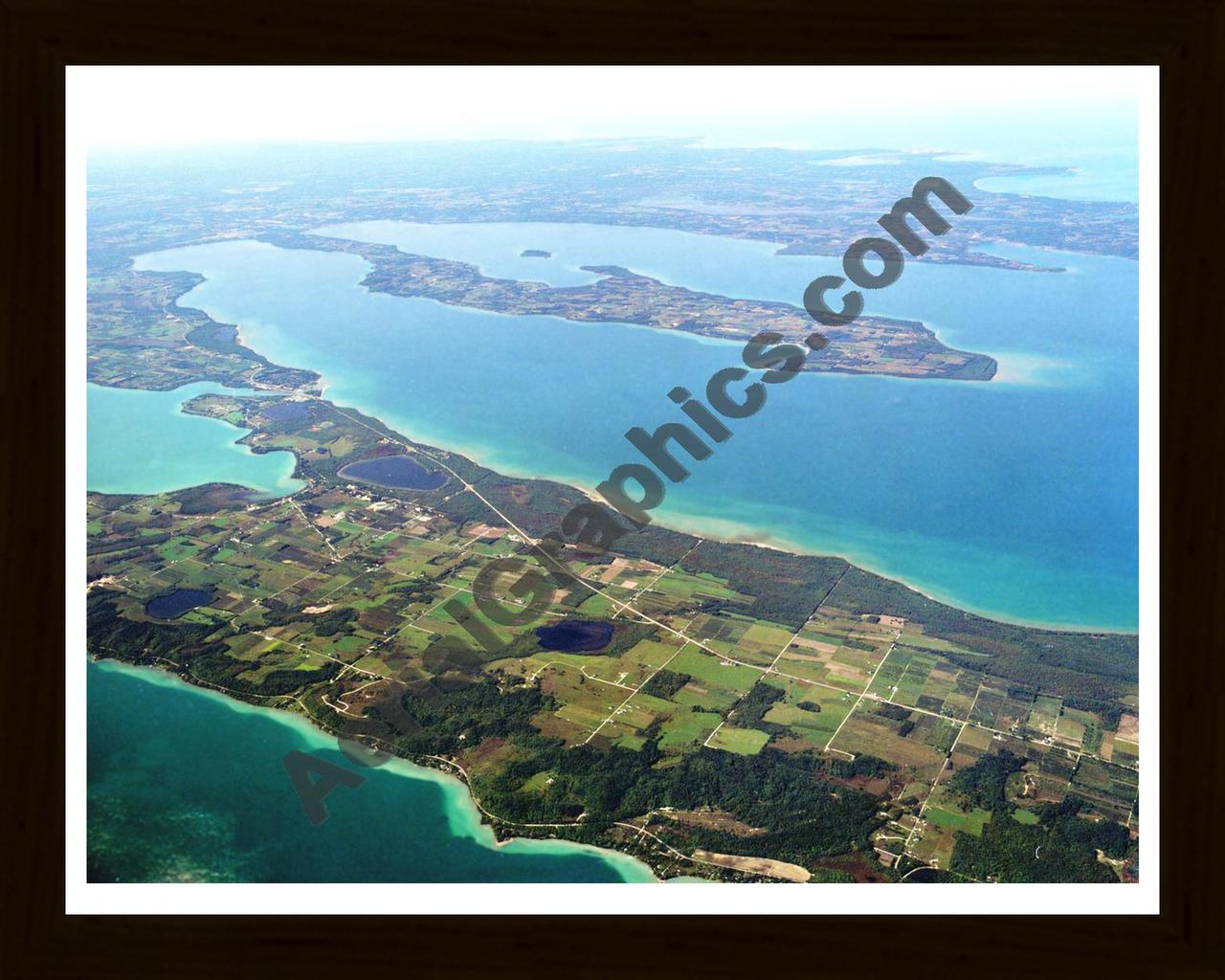 Aerial image of [973] Grand Traverse Bay with Black Wood frame