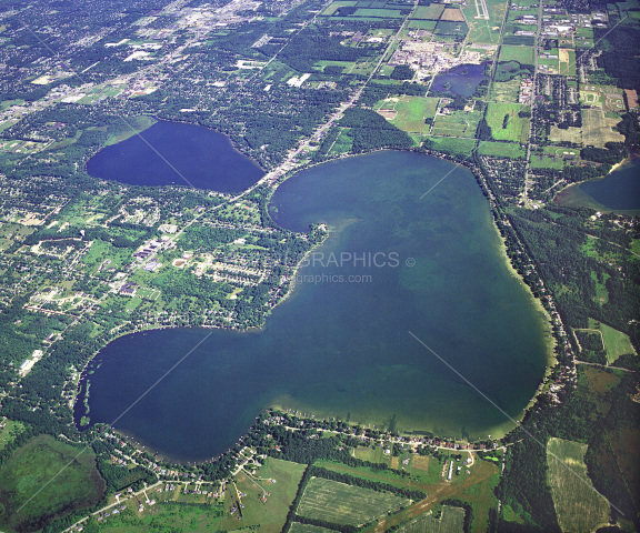 Austin Lake and West Lake in Kalamazoo County, Michigan