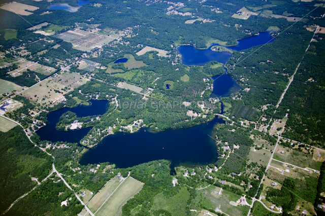 Horseshoe Lake and Woodbeck Lake in Kent County, Michigan
